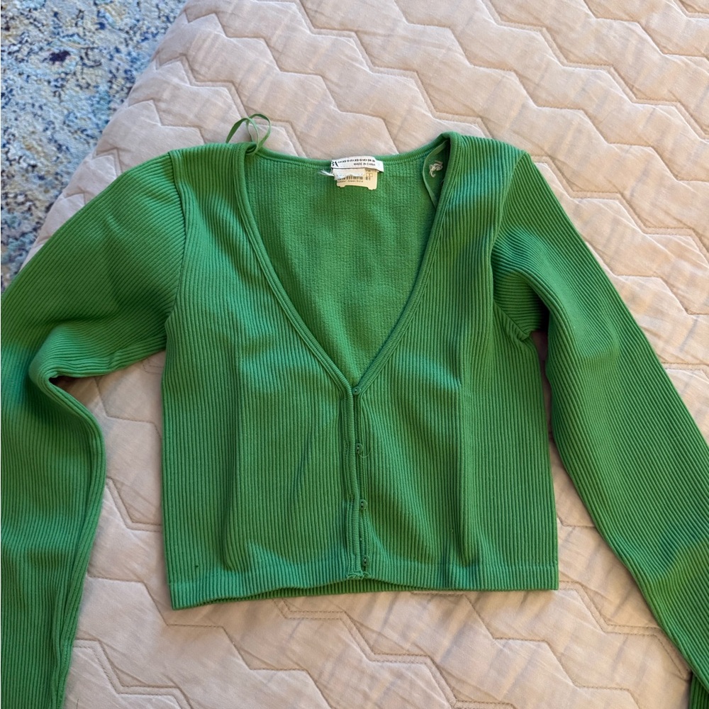 Green zara ribbed long sleeve size XS